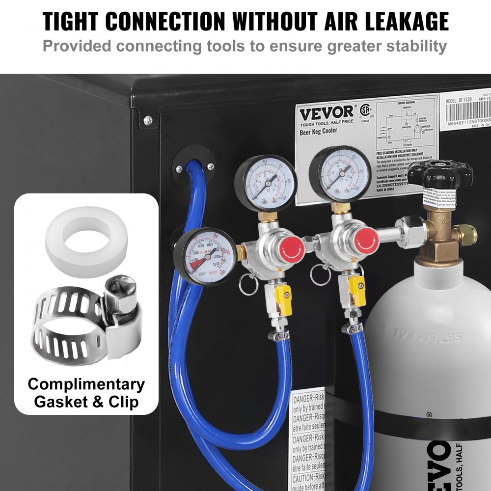VEVOR Triple Gauge Regulator, CO2 Regulator Gauge with 0-60PSI, Heavy Duty CO2 Gauge Gas System, Draft Beer Regulator with Check Valve, Adjustable Pressure Regulator for Draft Beer Homebrew, CGA320