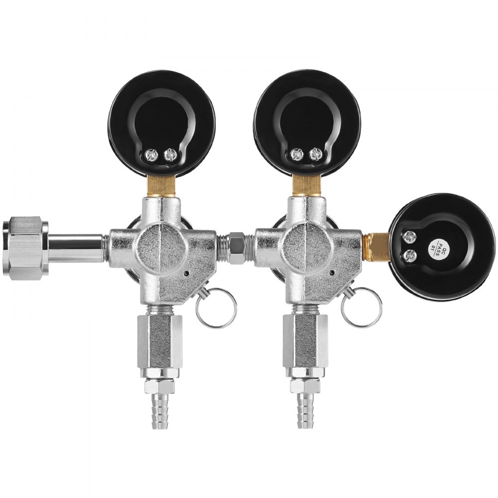 VEVOR Triple Gauge Regulator, CO2 Regulator Gauge with 0-60PSI, Heavy Duty CO2 Gauge Gas System, Draft Beer Regulator with Check Valve, Adjustable Pressure Regulator for Draft Beer Homebrew, CGA320