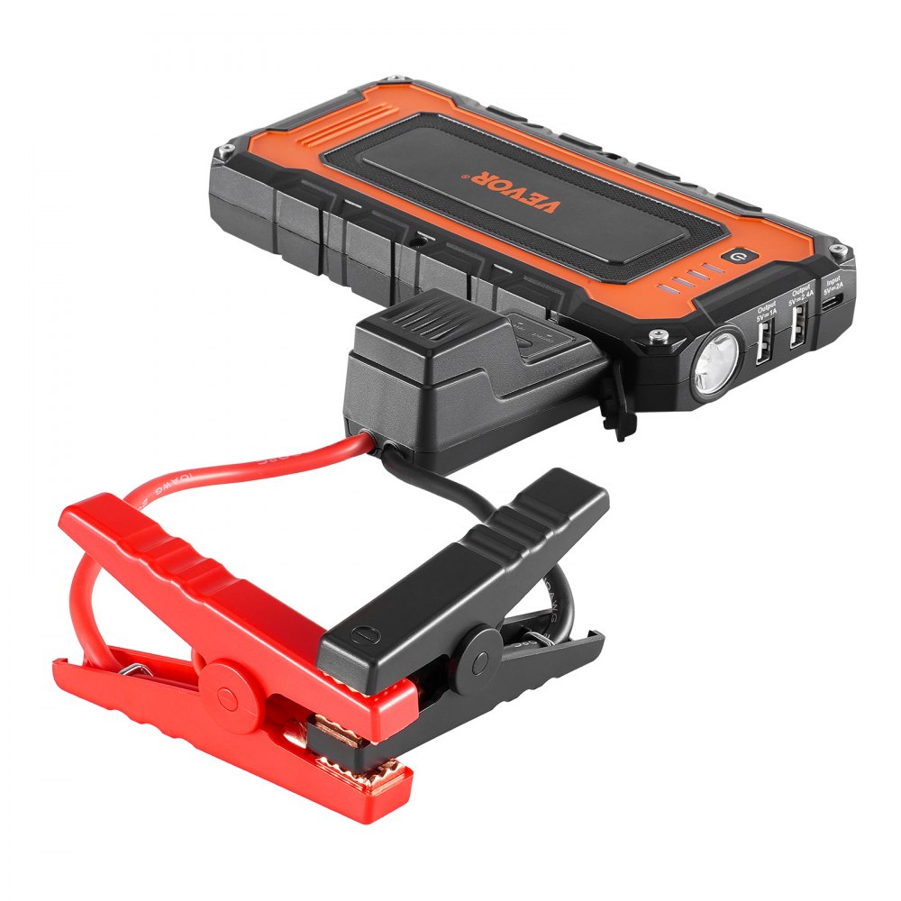 VEVOR 3000A Peak Jump Starter, 12V Portable Car Battery Booster Power Pack, Lithium Jump Box for up to 10L Gas and 8L Diesel Engines, with Heavy Duty Jumper Cables and LED Flashlight