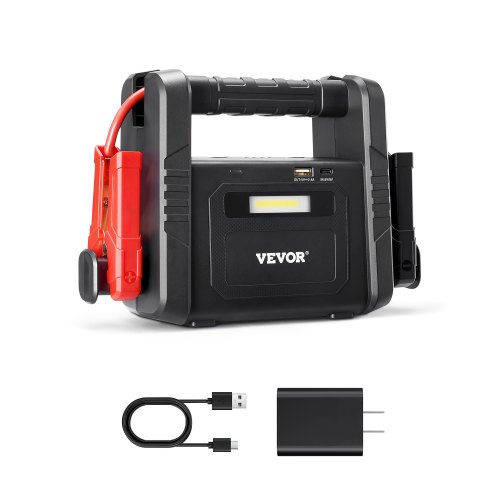 VEVOR Jump Starter, 4000A Peak, Car Battery Starter Power Pack, Portable Battery Booster with Air Compressor Jumper Cables LCD Display LED Light, 88.8Wh Lithium Jump Box for All Gas/up to 10L Diesel Engines