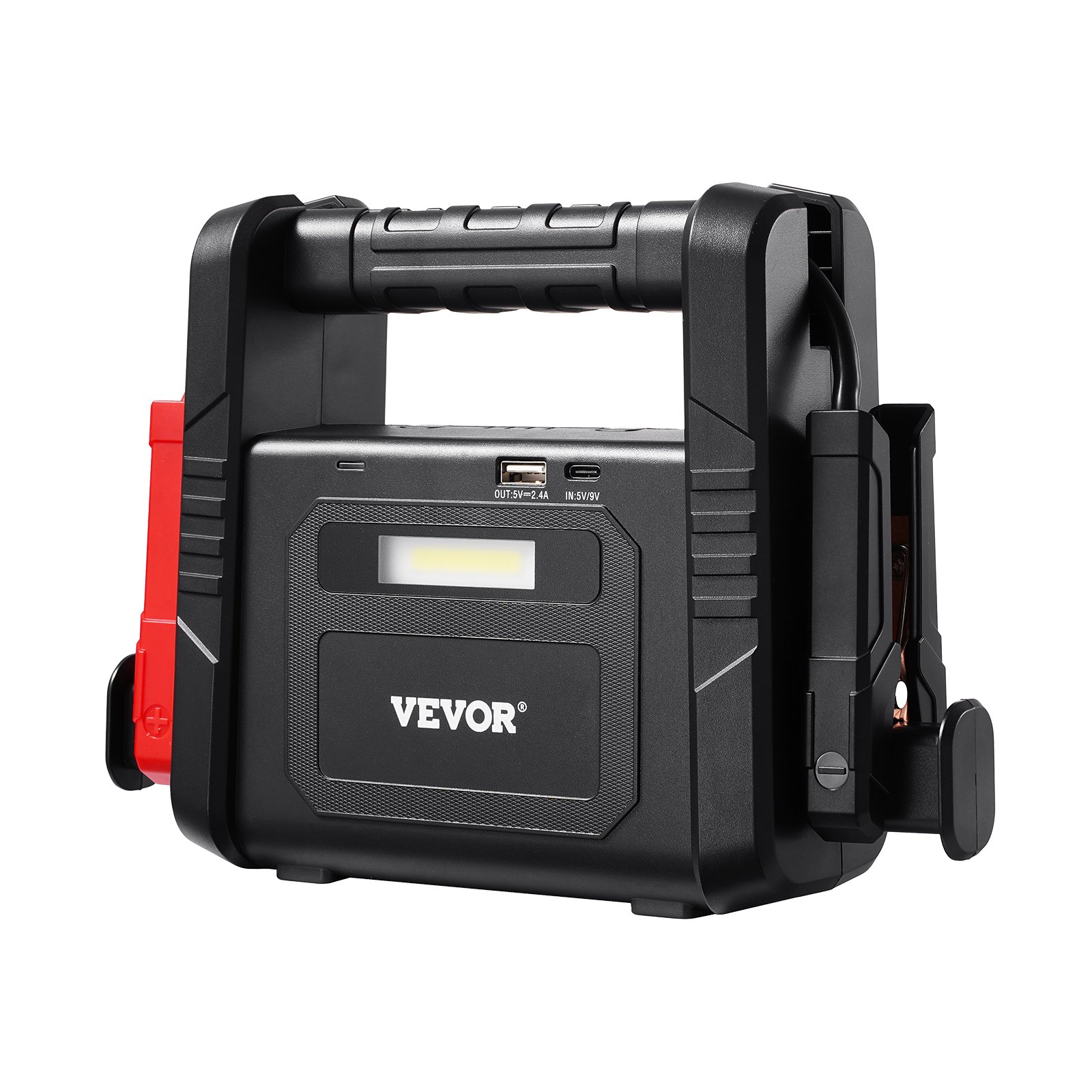 VEVOR Jump Starter, 4000A Peak, Car Battery Starter Power Pack, Portable Battery Booster with Jumper Cables, LED Light, 88.8Wh Lithium Jump Box for All Gas/up to 10L Diesel Engines