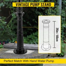 VEVOR Antique Hand Water Pump Stand Pitcher Pump Stand Cast Iron Well Pump Stand w/Pre-set 0.5" Holes for Easy Installation Old Fashion Pitcher Hand Pump Stand for Home Yard Pond Garden Outdoors Blac