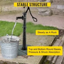 VEVOR Antique Hand Water Pump Stand Pitcher Pump Stand Cast Iron Well Pump Stand w/Pre-set 0.5" Holes for Easy Installation Old Fashion Pitcher Hand Pump Stand for Home Yard Pond Garden Outdoors Black