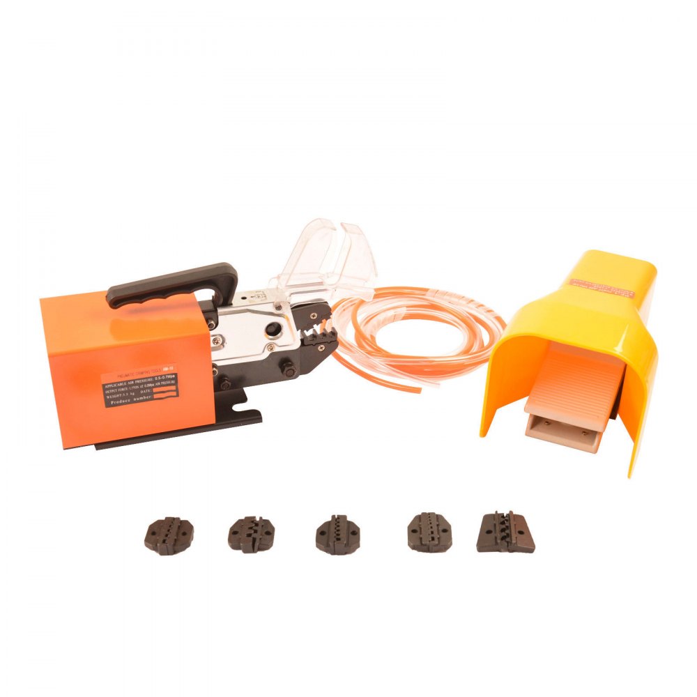 AM-10 Terminal Crimping Machine 5 Sets Dies Free Foot Air Valve Tool Set 13.5 KN