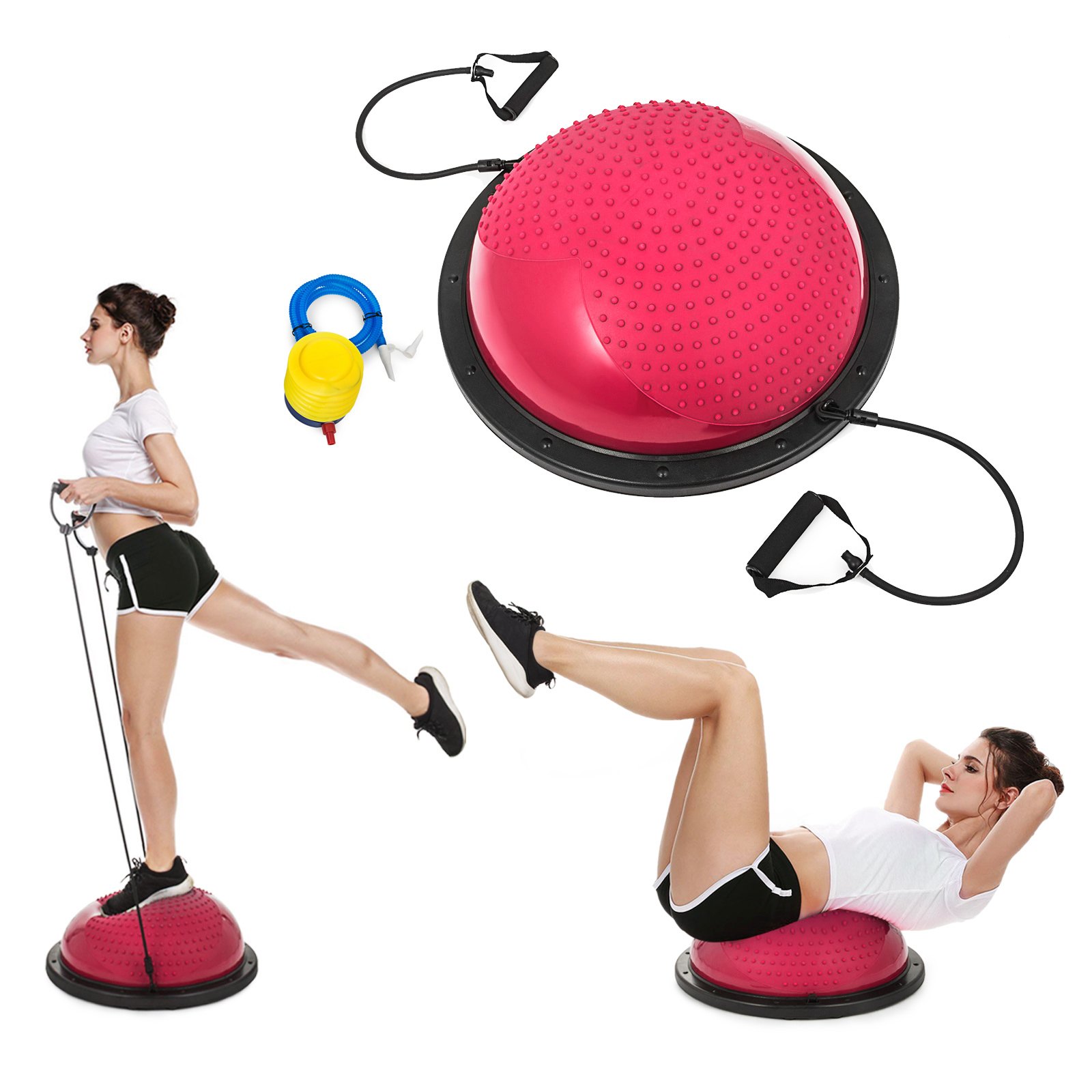Ball Balance Board Wobble Yoga Training Fitness Half Gym Ball Pilates Steps W/ Pump