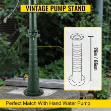 VEVOR Antique Hand Water Pump Stand Pitcher Pump Stand Cast Iron Well Pump Stand w/Pre-set 0.5" Holes for Easy Installation Old Fashion Pitcher Hand Pump Stand for Home Yard Pond Garden Outdoors Green