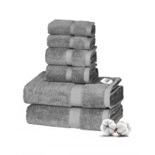 6-Piece Towel Set 600 GSM 100% Cotton Soft Towels for Bathroom Gym Hotel Spa