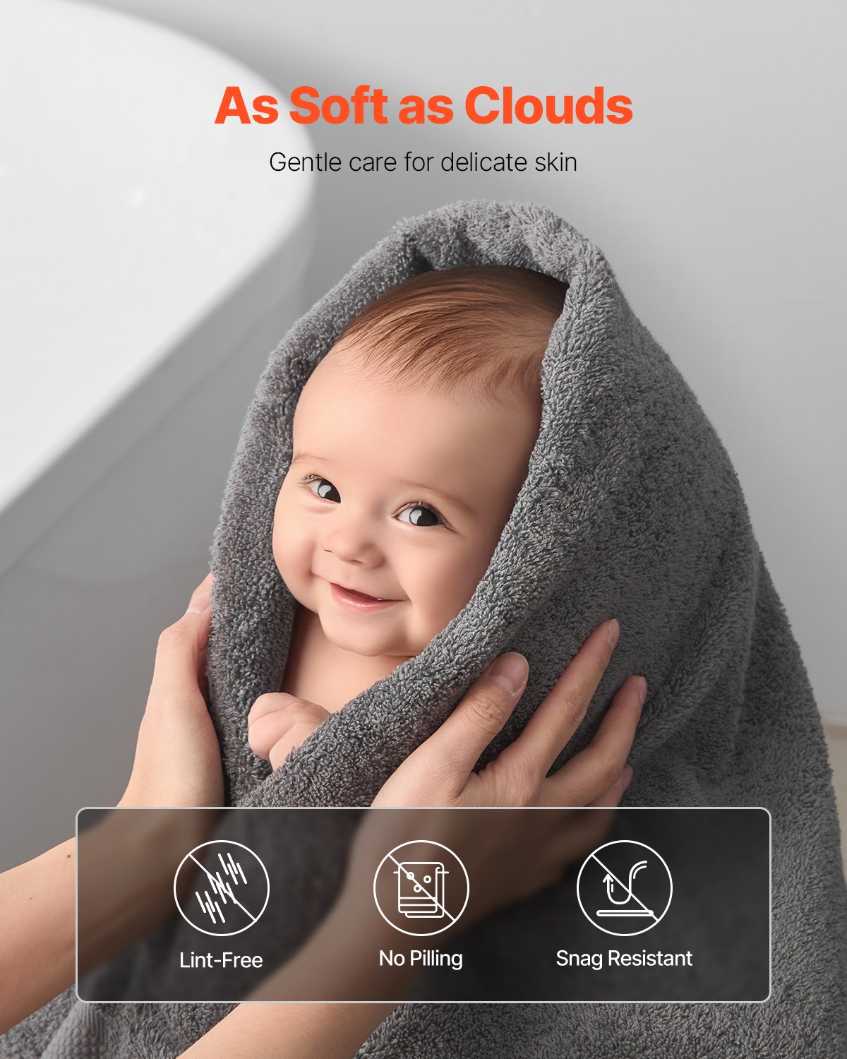 VEVOR 6-Piece Towel Set, 600 GSM 100% Cotton Towels for Bathroom, 2 Bath Towels, 2 Hand Towels and 2 Washcloths, Highly Absorbent & Quick Drying Bathroom Towels for Bathroom, Gym, Hotel, and Spa