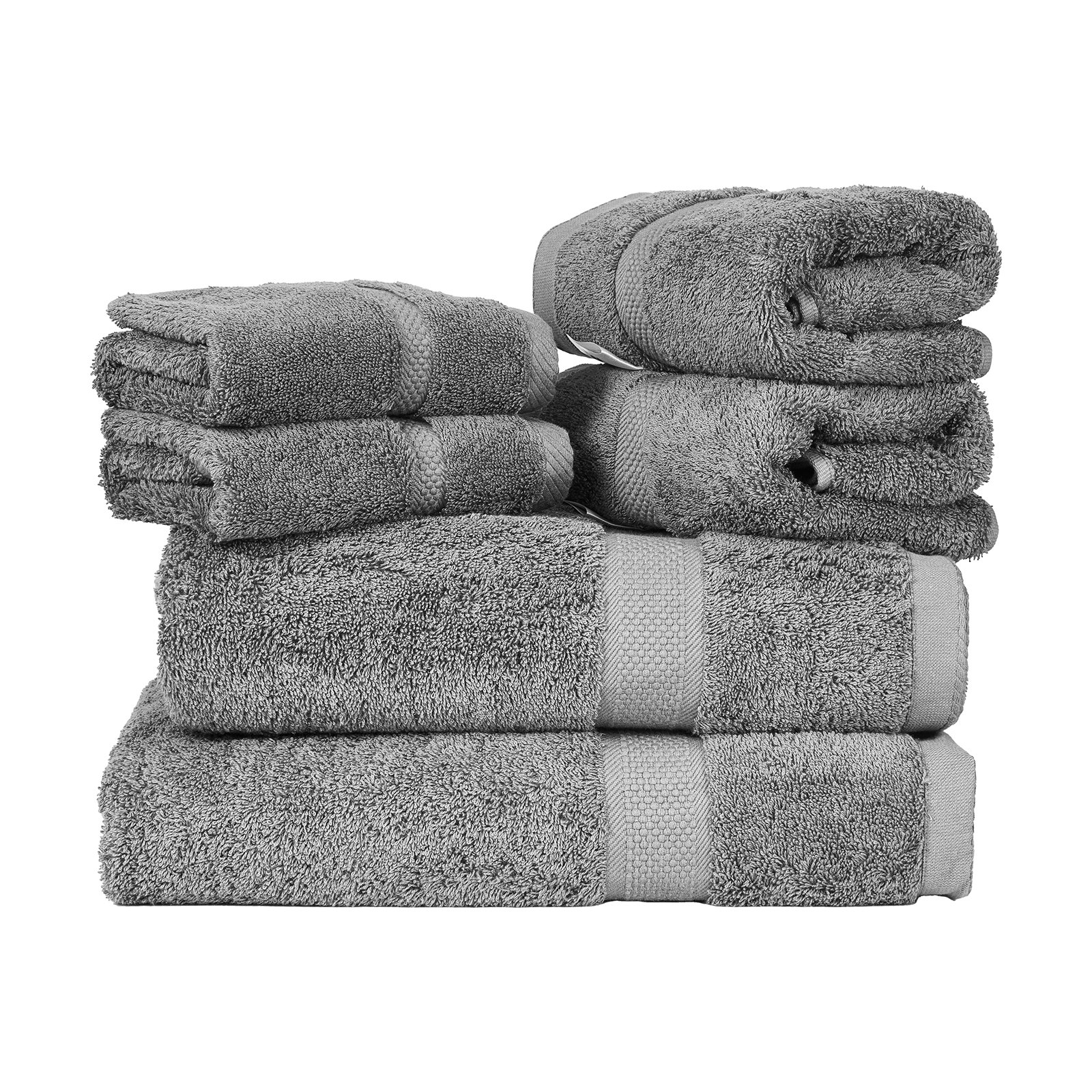 VEVOR 6-Piece Towel Set, 600 GSM 100% Cotton Towels for Bathroom, 2 Bath Towels, 2 Hand Towels and 2 Washcloths, Highly Absorbent & Quick Drying Bathroom Towels for Bathroom, Gym, Hotel, and Spa