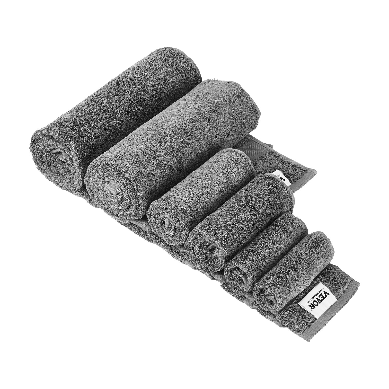VEVOR 6-Piece Towel Set, 600 GSM 100% Cotton Towels for Bathroom, 2 Bath Towels, 2 Hand Towels and 2 Washcloths, Highly Absorbent & Quick Drying Bathroom Towels for Bathroom, Gym, Hotel, and Spa
