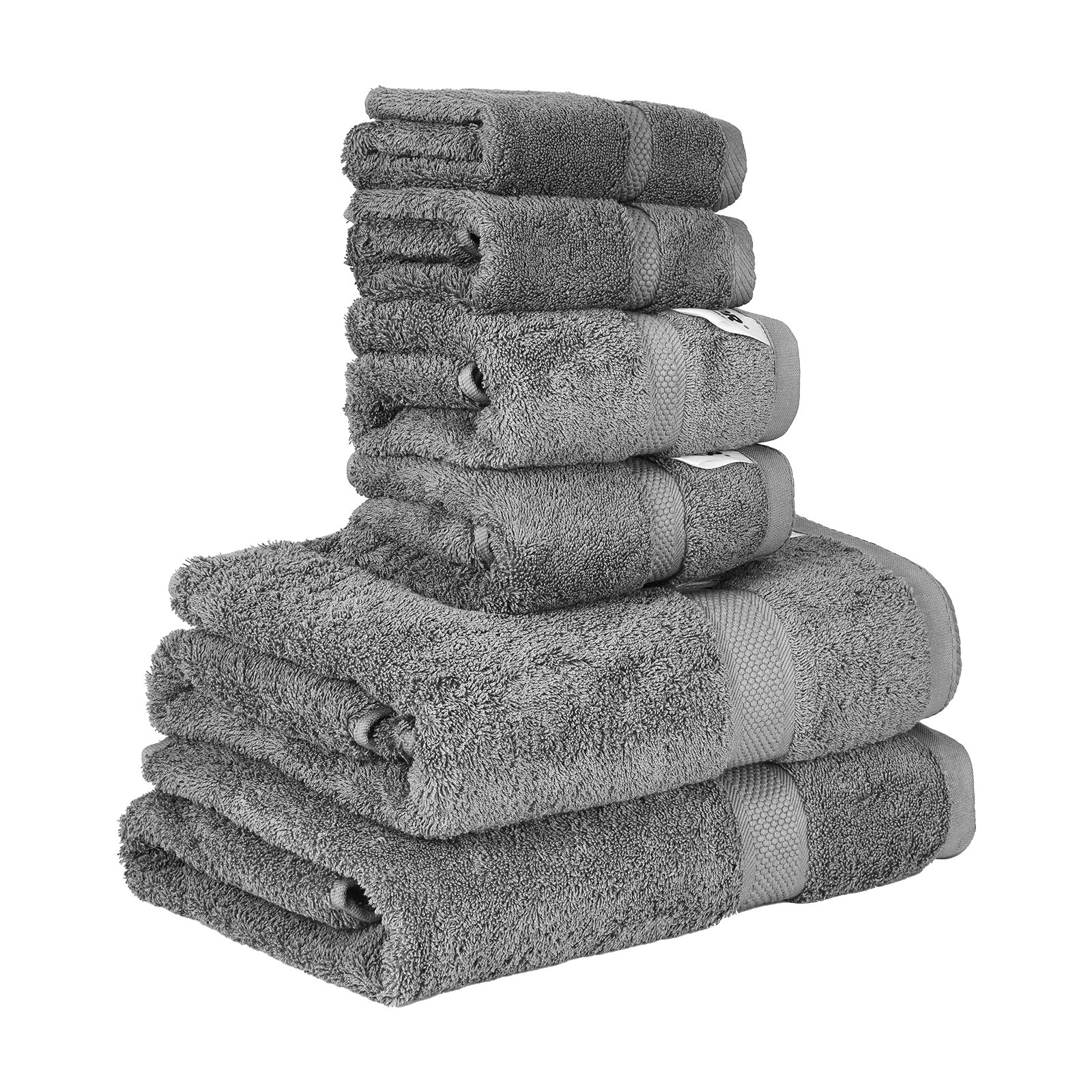 VEVOR 6-Piece Towel Set, 600 GSM 100% Cotton Towels for Bathroom, 2 Bath Towels, 2 Hand Towels and 2 Washcloths, Highly Absorbent & Quick Drying Bathroom Towels for Bathroom, Gym, Hotel, and Spa