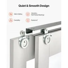 VEVOR Sliding Closet Door 48"(Double 25") x 80" 5-Lite Frosted Glass Bypass Door