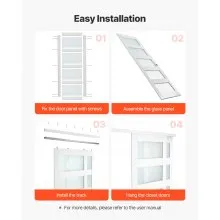 VEVOR Sliding Closet Door 48"(Double 25") x 80" 5-Lite Frosted Glass Bypass Door