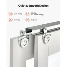 VEVOR Sliding Closet Door 72"(Double 37") x 80" 3-Lite Frosted Glass Bypass Door