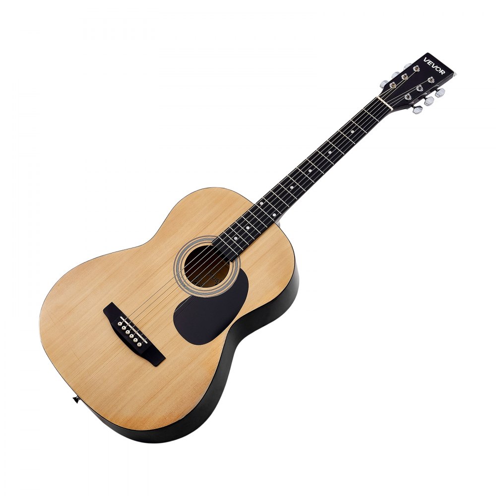 VEVOR Dreadnought Acoustic Guitar, 39 in, 6-String Natural Solid Spruce Top Guitar, Portable Bundle with Gig Bag, Tuner, Strap, Steel Strings, Picks, Capo, Rosewood Fingerboard, for Beginner Adults