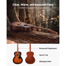 40 in Dreadnought Acoustic Guitar Beginner Bundle with Gig Bag Adult Sunburst