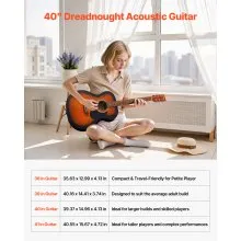 40 in Dreadnought Acoustic Guitar Beginner Bundle with Gig Bag Adult Sunburst