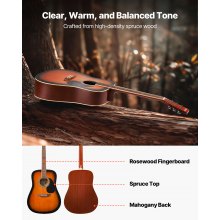 41 in Dreadnought Acoustic Guitar Beginner Bundle Gig Bag for Adult Sunburst