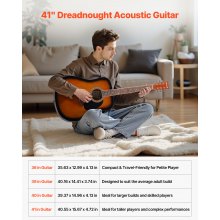 41 in Dreadnought Acoustic Guitar Beginner Bundle Gig Bag for Adult Sunburst