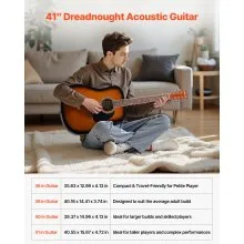 41 in Dreadnought Acoustic Guitar Beginner Bundle Gig Bag for Adult Sunburst
