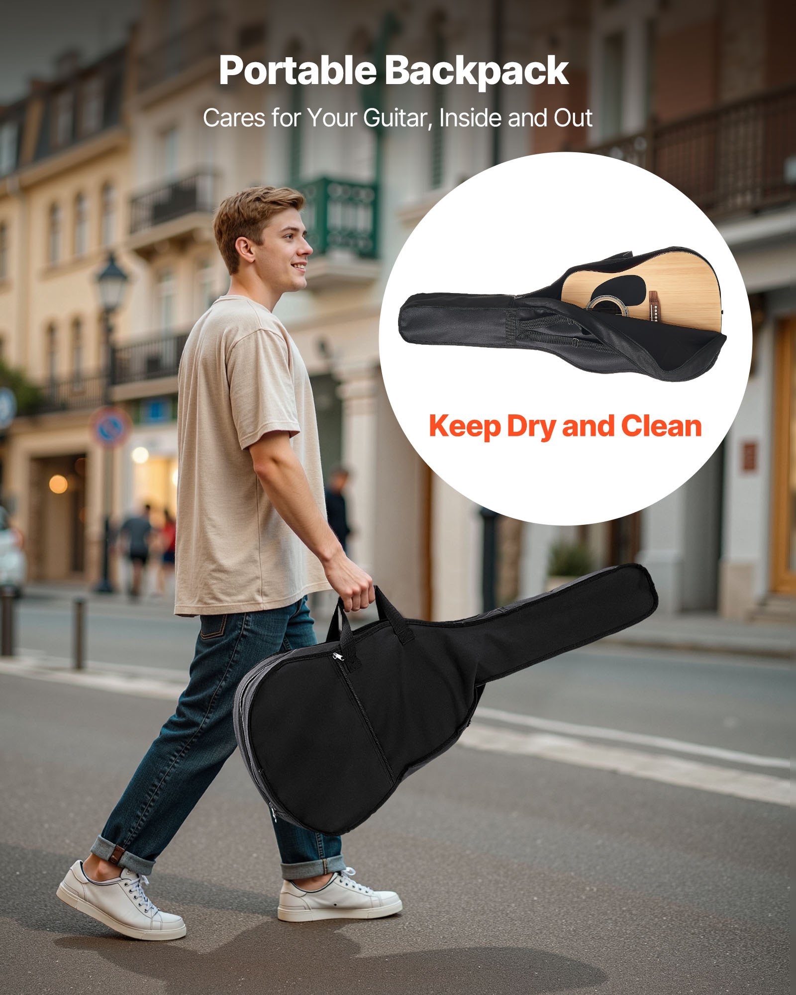 VEVOR 41 in / 1041,4 mm Dreadnought Acoustic Guitar Natural Beginner Bundle Gig Bag Adult