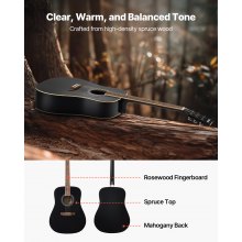 41 in Dreadnought Acoustic Guitar Beginner Bundle with Gig Bag for Adult Black