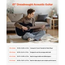 41 in Dreadnought Acoustic Guitar Beginner Bundle with Gig Bag for Adult Black