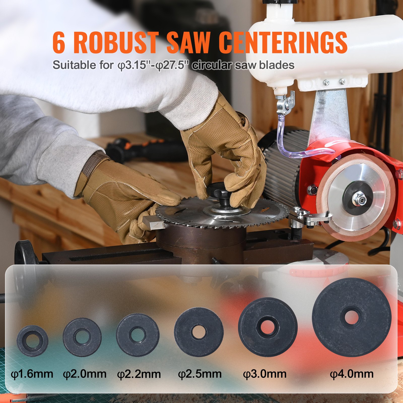 VEVOR Circular Saw Blade Sharpener Grinder 370W 3600RPM with Water Tank 12.7 cm Wheel