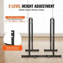 VEVOR Dip Bar, 440 lbs Capacity, Heave Duty Dip Stand Station with Adjustable Height, Fitness Workout Dip Bar Station Stabilizer Parallette Push Up Stand, Parallel Bars for Strength Training Home Gym