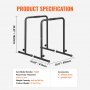VEVOR Dip Bars, 200 kg Capacity, Heave Duty Dip Stand Station with Adjustable Height, Fitness Workout Dip Bar Station Stabilizer Parallette Push Up Stand, Parallel Bars for Strength Training Home Gym