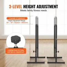 VEVOR Dip Bars, 440 lbs Capacity, Heave Duty Dip Stand Station with Adjustable Height, Fitness Workout Dip Bar Station Stabilizer Parallette Push Up Stand, Parallel Bars for Strength Training Home Gym