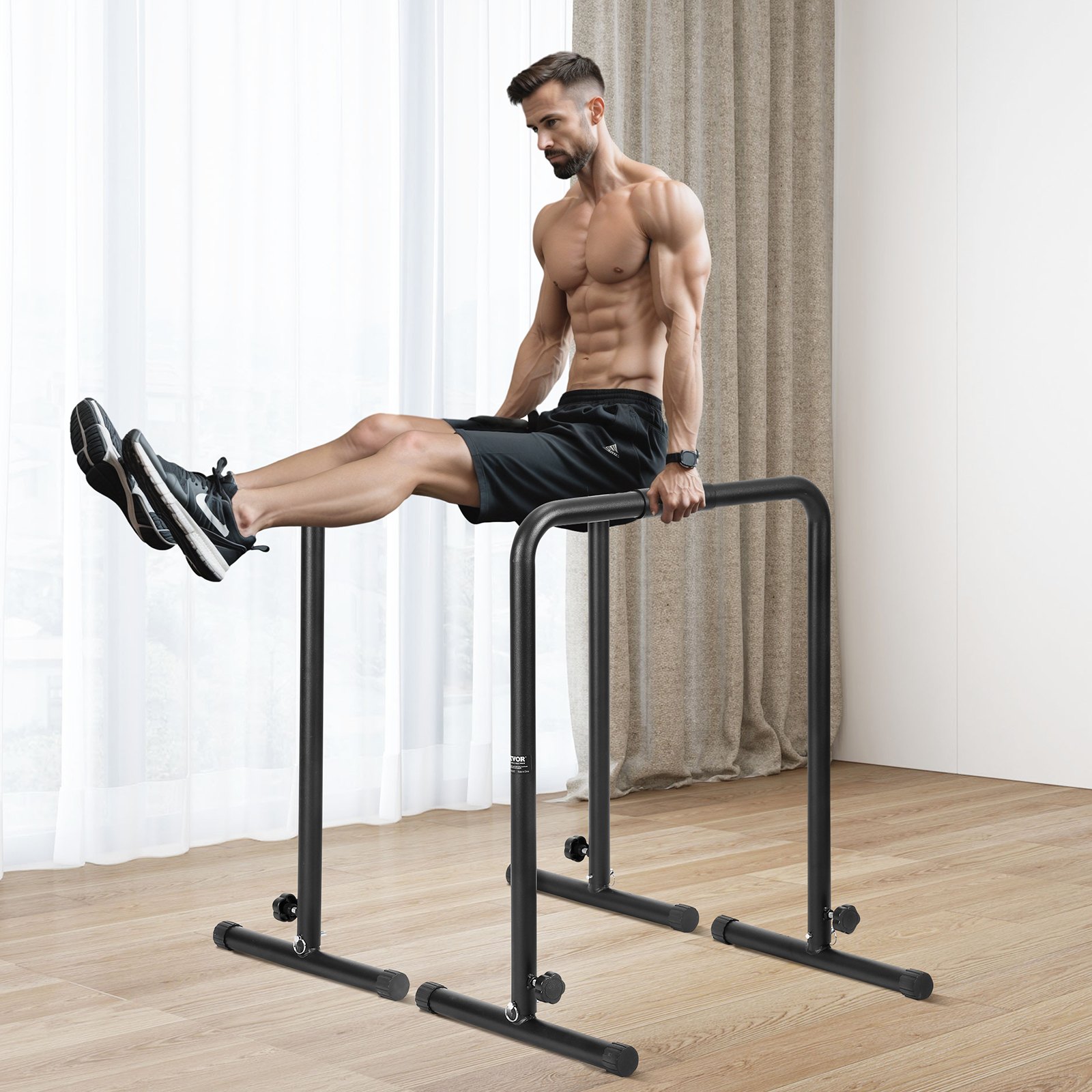 VEVOR Dip Bars, 440 lbs kapacitet, Heave Duty Dip Stand Station med justerbar højde, Fitness Workout Dip Bar Station Stabilisator Paralette Push Up Stand, Parallelle Stænger til styrketræning Hjemmegym
