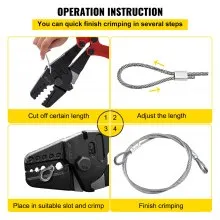 VEVOR Hand Swager Crimper 24 Inch,Swaging Tool 5 Cavity 1/16" 3/32" 1/8" 5/32" 3/16",Hand Cimping Tool for Copper Aluminum Oval Sleeves and Stop Sleeves,Wire Rope Crimping Tool Swage Tool Long Hand