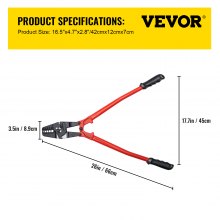 VEVOR 24 Inch Hand Swager Crimper 5 Cavity 1/16 to 3/16inch Swaging Tool for Copper Aluminum Oval Sleeves and Stop Sleeves Wire Rope Crimping Tool Propress Swage Tool Long Handle Labor Save