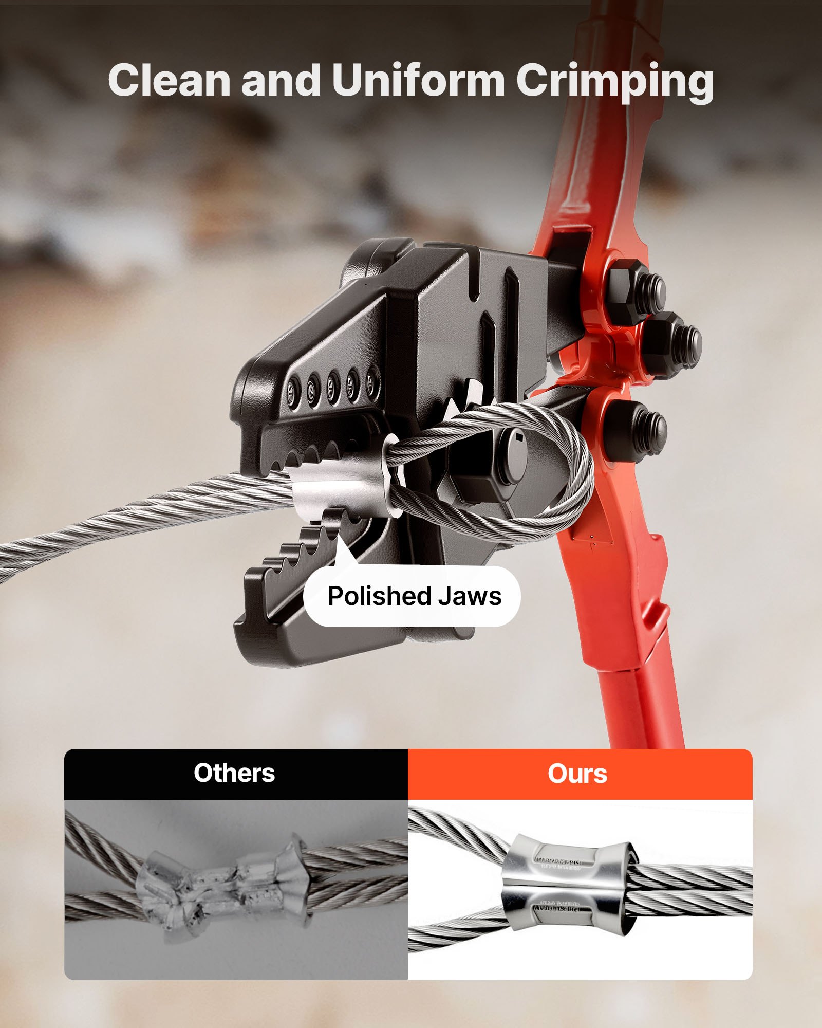 VEVOR 24 Inch Hand Swager Crimper 5 Cavity 1/16 to 3/16inch Swaging Tool for Copper Aluminum Oval Sleeves and Stop Sleeves Wire Rope Crimping Tool Propress Swage Tool Long Handle Labor Save
