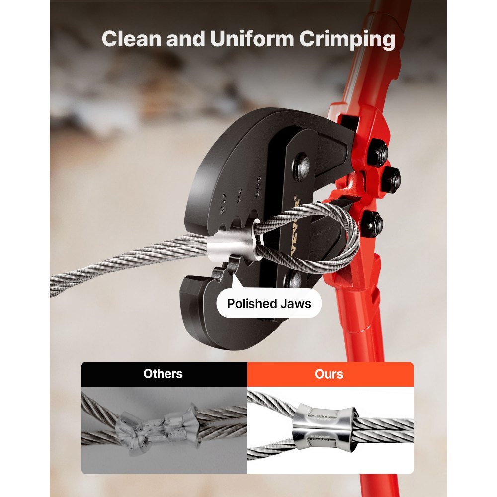 VEVOR 762mm/30 Inch Steel Wire Leader Rope Crimping Sleeves 4mm - 8mm Hand Swage Crimpers Tool Hand Crimping Pliers Tool  for Wire Rope and Cable
