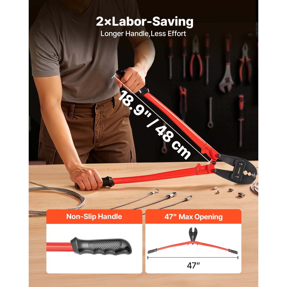 VEVOR 30" Hand Swager, Swaging Tool for 5/32", 1/4" and 5/16" Wire Rope Cable