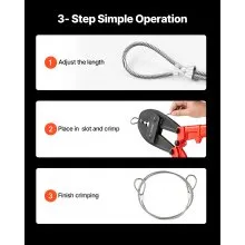 VEVOR Hand Swager Crimper 30 Inch ,Swaging Tool for 5/32" 1/4" 5/16" Wire Rope,Hand Cimping Tool for Copper Aluminum Oval Sleeves and Stop Sleeves,Wire Rope Crimping Tool Swage Tool Long Handle Lab
