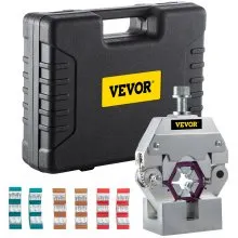 VEVOR 71550 Portable Manual Hydraulic Pipe Press Hose Crimping Tool and Repaire Crimper Tools Manually Operated A/C Hose Crimper Tool Kit Durable with 4 Dies for Car Air Conditioner