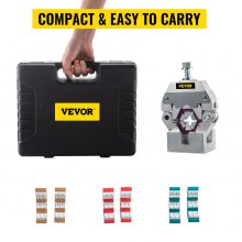 VEVOR 71550 Portable Manual Hydraulic Pipe Press Hose Crimping Tool and Repaire Crimper Tools Manually Operated A/C Hose Crimper Tool Kit Durable with 4 Dies for Car Air Conditioner