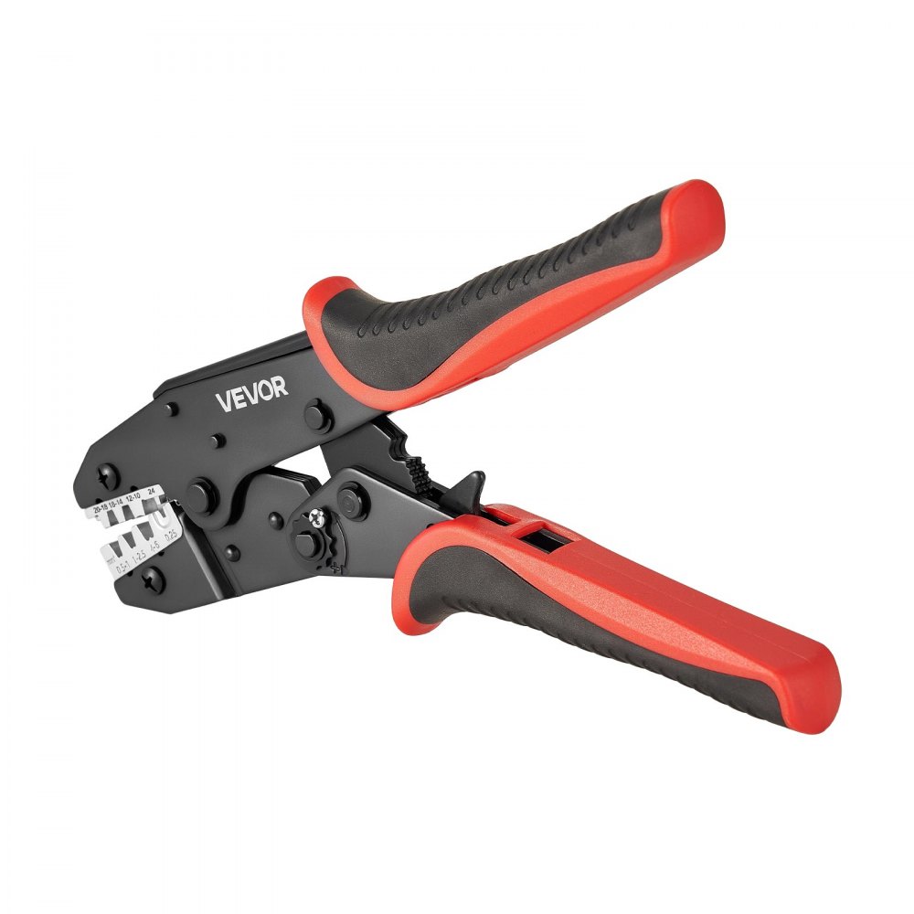 VEVOR Crimping Tool, 0.25-6 mm² Ratcheting Wire Crimper Tool, Labor-Saving Electrical Terminal Crimp Pliers with Clear Metric & AWG Markings, Quick Release, Adjustable Pressure for Multiple Terminals