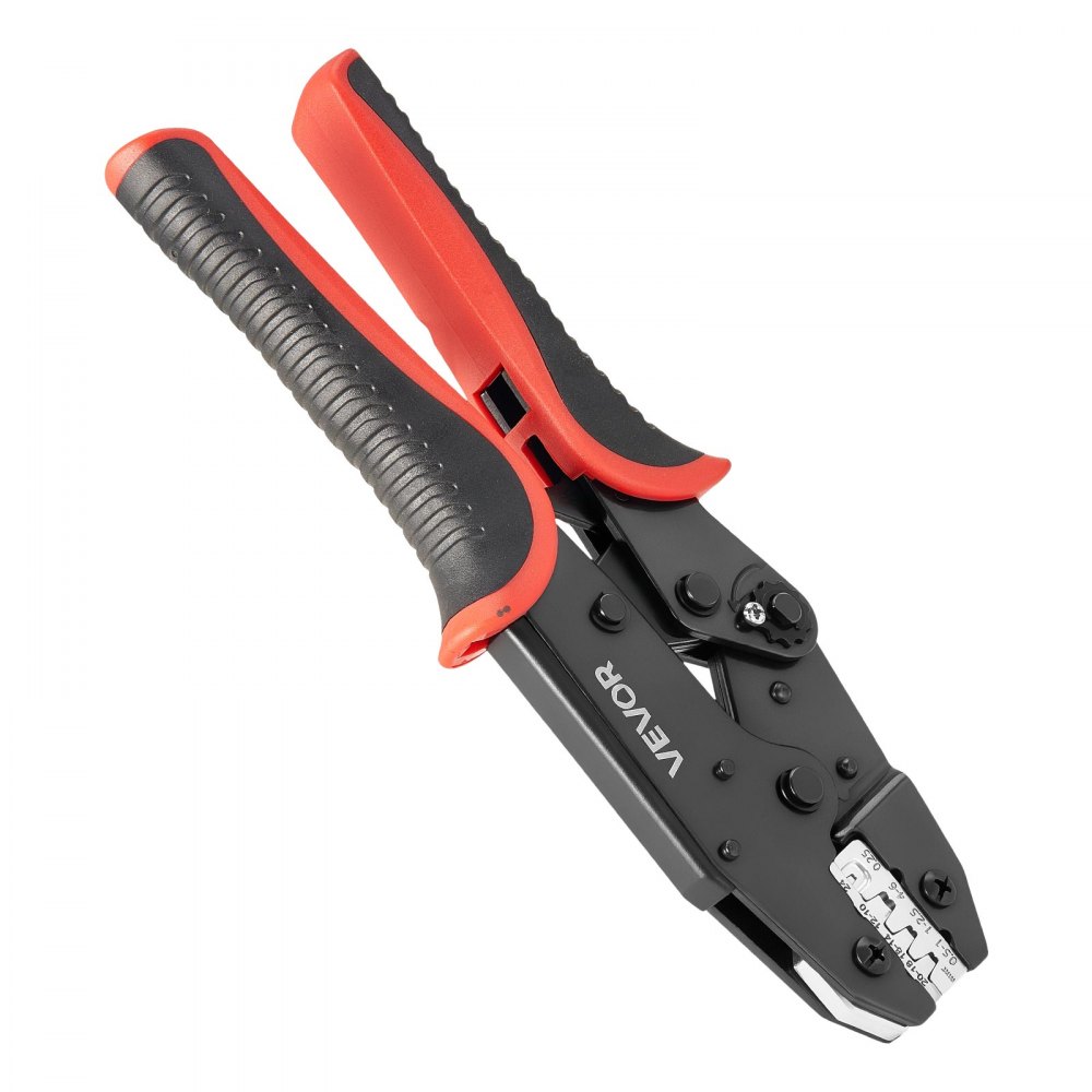 VEVOR Crimping Tool, 0.25-6 mm² Ratcheting Wire Crimper Tool, Labor-Saving Electrical Terminal Crimp Pliers with Clear Metric & AWG Markings, Quick Release, Adjustable Pressure for Multiple Terminals