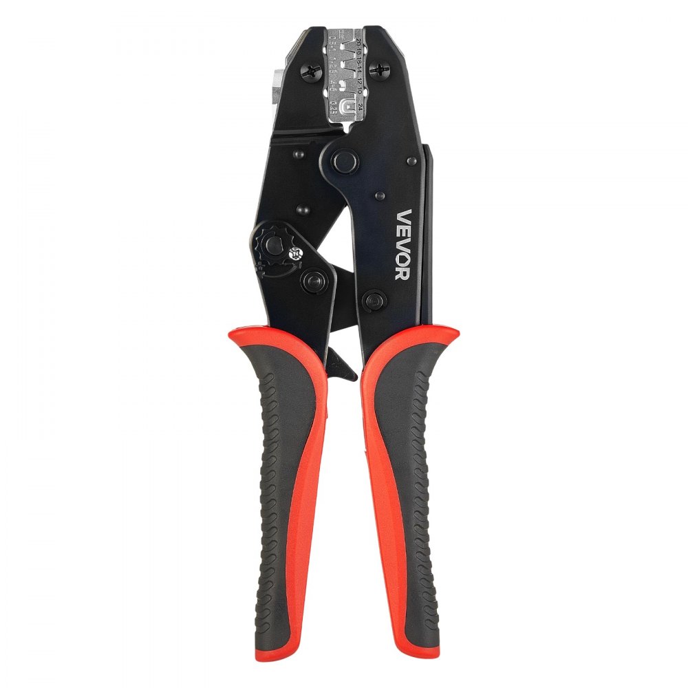 VEVOR Crimping Tool, 0.25-6 mm² Ratcheting Wire Crimper Tool, Labor-Saving Electrical Terminal Crimp Pliers with Clear Metric & AWG Markings, Quick Release, Adjustable Pressure for Multiple Terminals