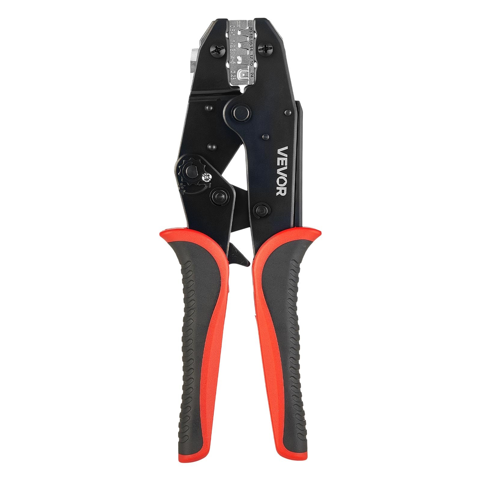 VEVOR Crimping Tool, 0.25-6 mm² Ratcheting Wire Crimper Tool, Labor-Saving Electrical Terminal Crimp Pliers with Clear Metric & AWG Markings, Quick Release, Adjustable Pressure for Multiple Terminals