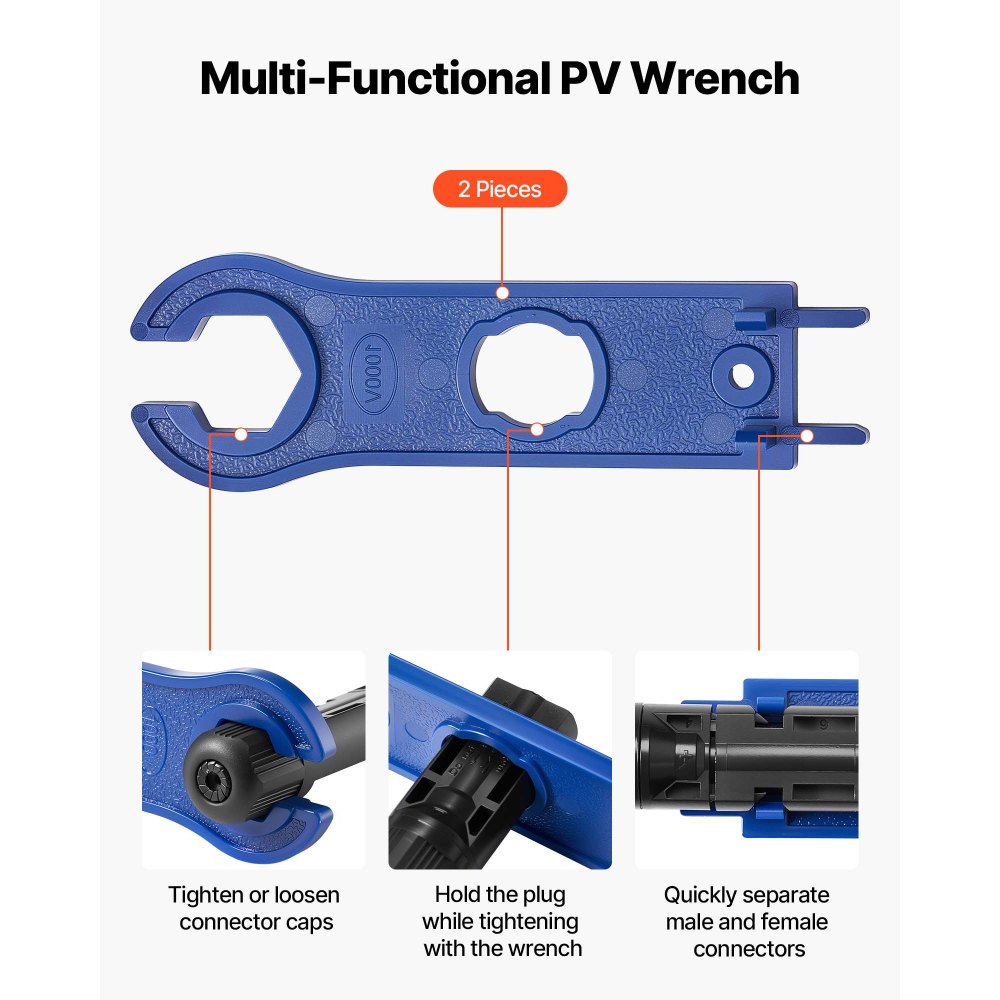 VEVOR Crimping Tool, 2.5-6 mm² Ratcheting Solar Connector Crimper Tool Kit, Clear Metric & AWG Markings, with 10 Pairs Solar Connectors, 10 Pairs of Cable Connectors, Wrenches, and a Storage Case