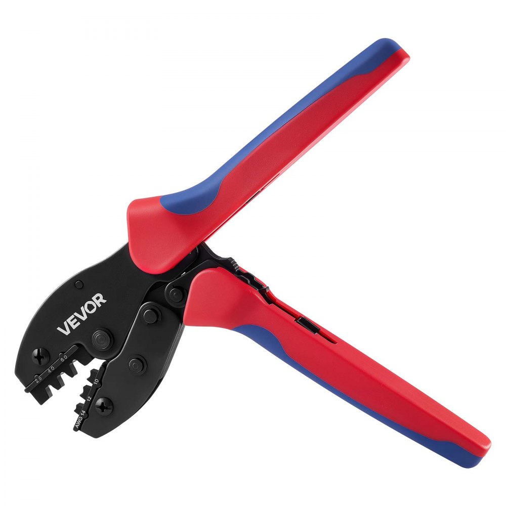 VEVOR Crimping Tool, 2.5-6 mm² Ratcheting Solar Connector Crimper Tool Kit, Clear Metric & AWG Markings, with 10 Pairs Solar Connectors, 10 Pairs of Cable Connectors, Wrenches, and a Storage Case