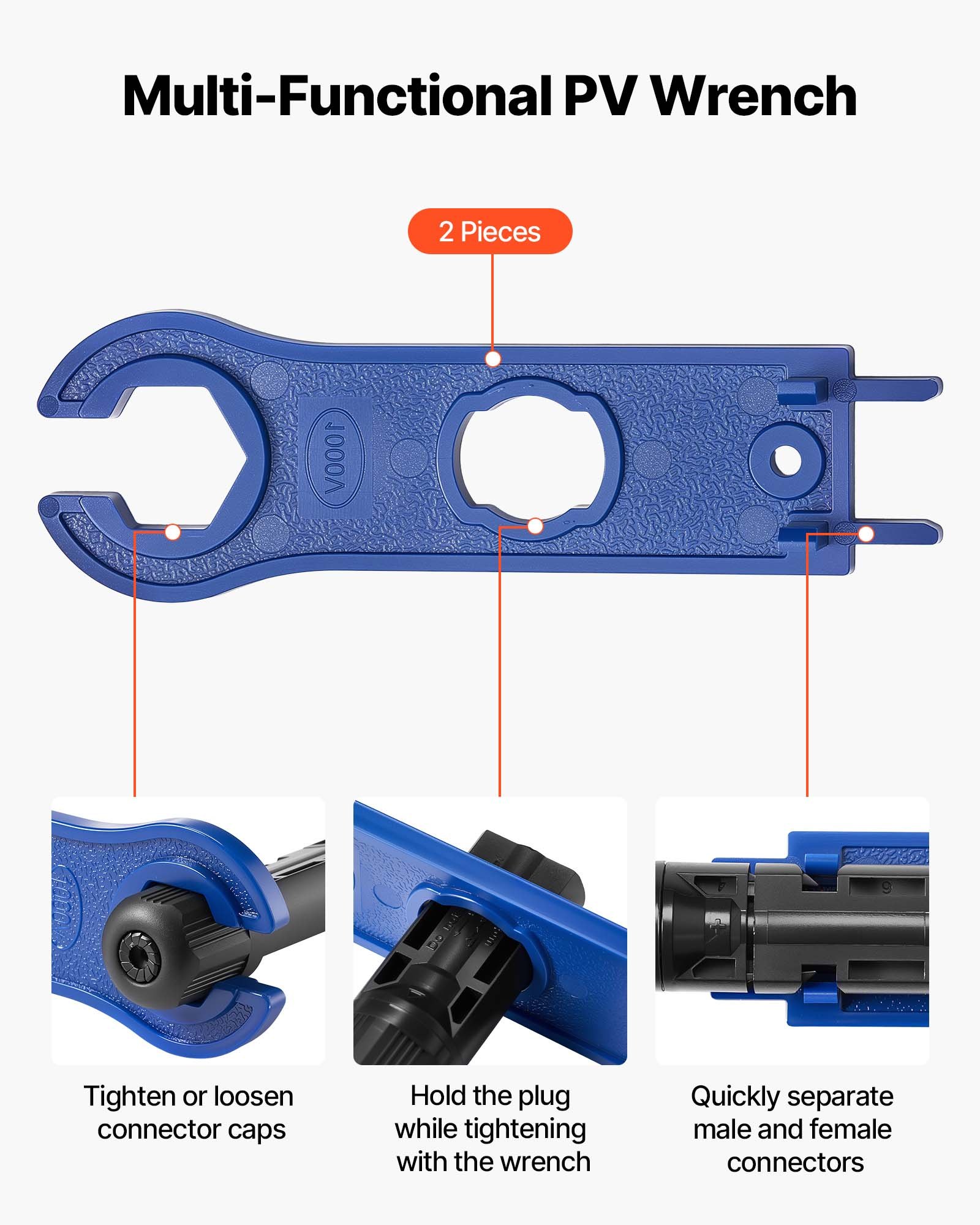 VEVOR Crimping Tool, 2.5-6 mm² Ratcheting Solar Connector Crimper Tool Kit, Clear Metric & AWG Markings, with 10 Pairs Solar Connectors, 10 Pairs of Cable Connectors, Wrenches, and a Storage Case