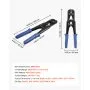 VEVOR Crimping Tool, 1.2-3.17 mm Steel Wire Rope Crimper, with Clear Metric and Imperial Markings, Adjustable Force, Crimp Pliers for Aluminum Oval and Dual Sleeves, and Annealed Copper Sleeves