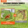 VEVOR kyllingetunneller, 157,5 x 39,4 x 24,2 tommer (LxBxH) kyllingetunneller til gården, bærbare hønsetunneller til udendørs med hjørnerammer, hønsegård, velegnet til høns, ænder, kaniner