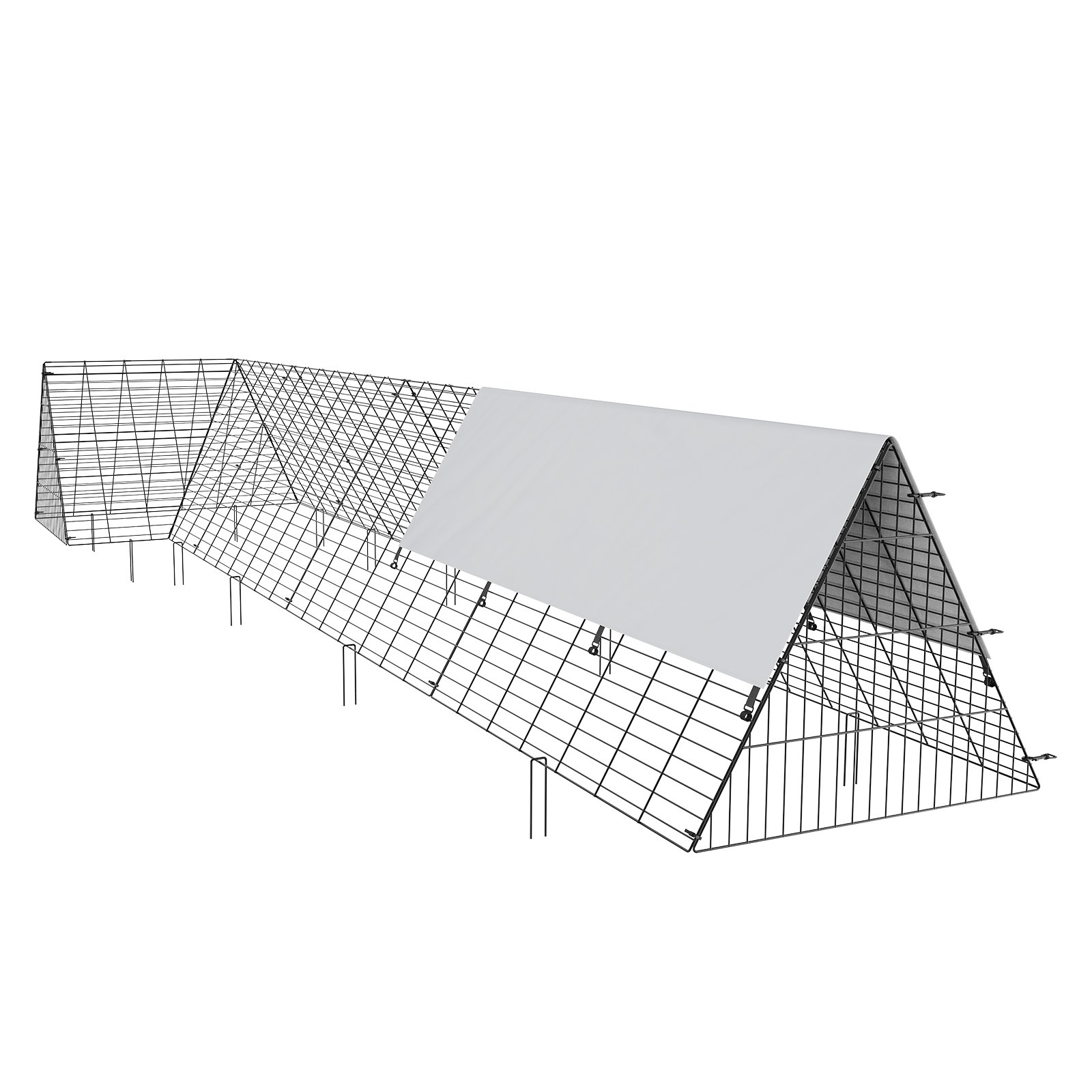 VEVOR Chicken Tunnels, 157,5 x 39,4 x 24,2 ίντσες (ΜxΠxΥ) Σήραγγες κοτόπουλου για αυλή, φορητές σήραγγες κοτόπουλου για εξωτερικό με γωνιακό πλαίσιο, κοτέτσι, κατάλληλο για κοτόπουλα, πάπιες, κουνέλια